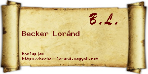 Becker Loránd névjegykártya